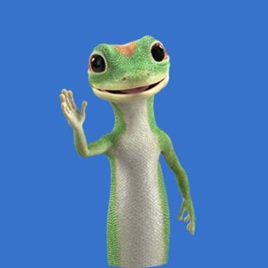 Cientined Geico gecko mascot representing trusted insurance coverage